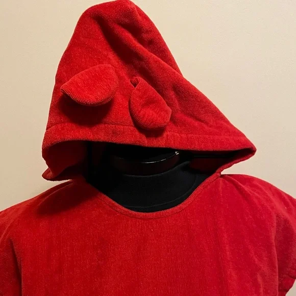 Red Hooded Poncho with Sheep Appliqué - Picture 3 of 13
